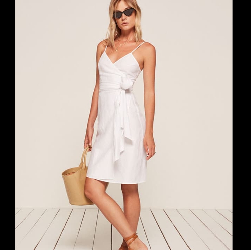 Reformation Lucilia Linen Wrap Dress Large